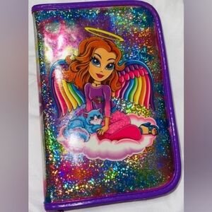 Lisa Frank Rainbow Angel Glitter Pouch Absolutely Perfect Condition